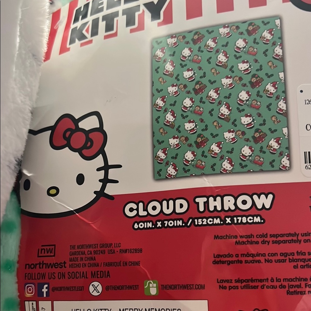 Hello Kitty Green Cloud Throw Blanket